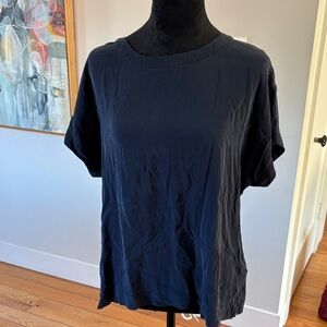Banana Republic Dark Blue Short Sleeve Silk Top